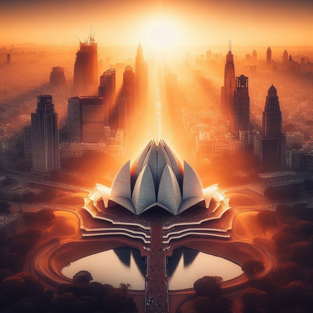 Skyline of New Delhi digital wallpaper background image-image