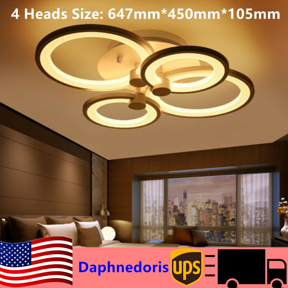 Modern LED Acrylic 4-Head Ceiling Light Flush Mount Lamp Chandelier Living Room!