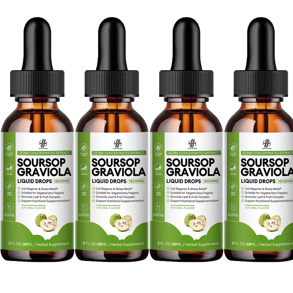 1/2/4*60ml Soursop Graviola Liquid Drops 1800mg Natural Antioxidant Immune Boost