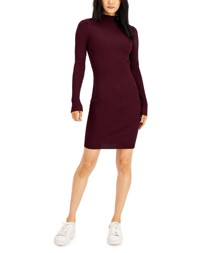 Hooked Up by IoT Juniors Ribbed Mock-Neck Sweater Dress-image