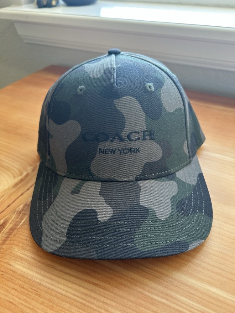 COACH Organic Cotton Camo Baseball Cap Sz M/L New Embossed Logo