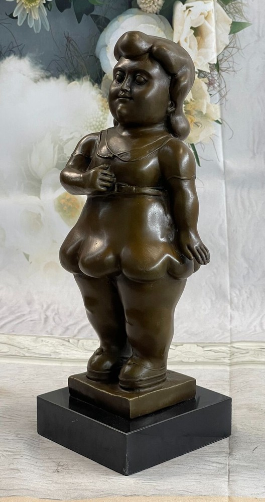 Curvaceous Nude Abstract Lady Bronze Sculpture Signed Botero Statue Gift Figure