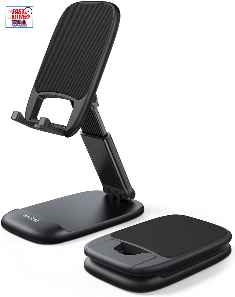 Foldable Phone Stand for Desk - Height Adjustable Cell Phone Holder Portable Cel