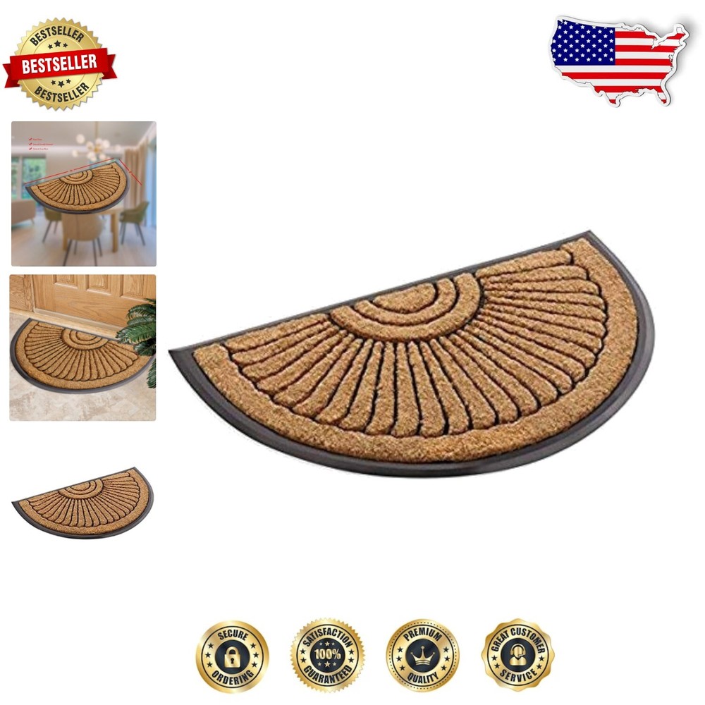 Stylish 24x39 Half Round Coir Doormat with Rubber Backing for Entryways
