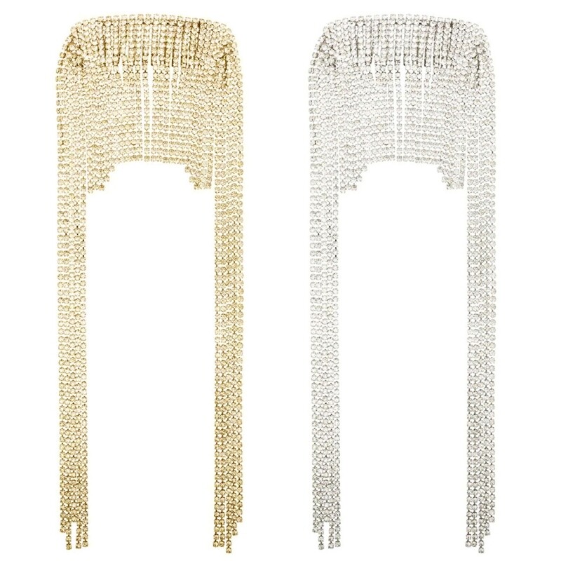 Silver Gold Rhinestone Head Chain with Long Tassel Hair Accessory