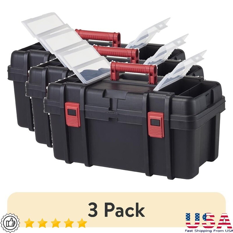 Heavy Duty 22 Inch Portable Tool Box Set with Organizers and Tray