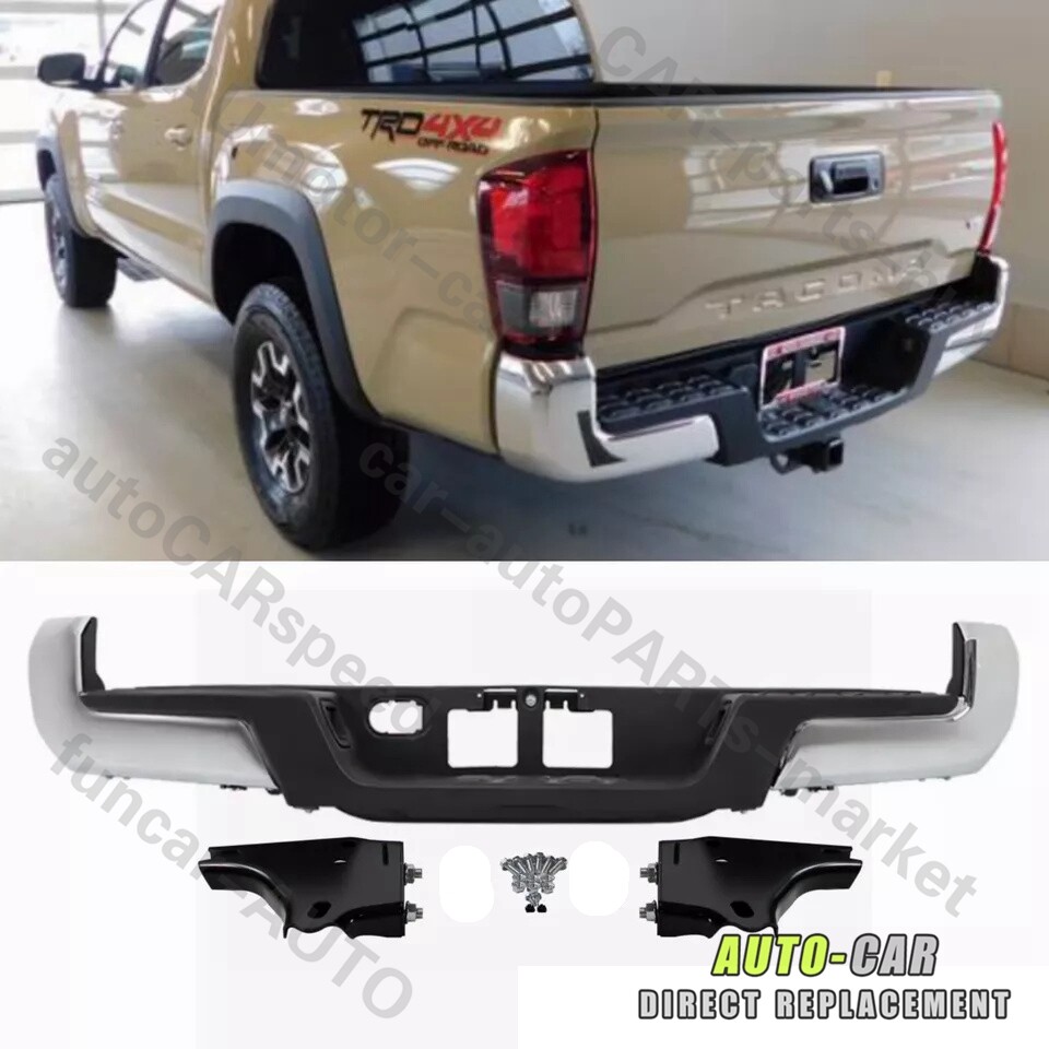 Rear Bumper Assembly Chrome W/o Sensor Holes For 2016-2023 Toyota Tacoma