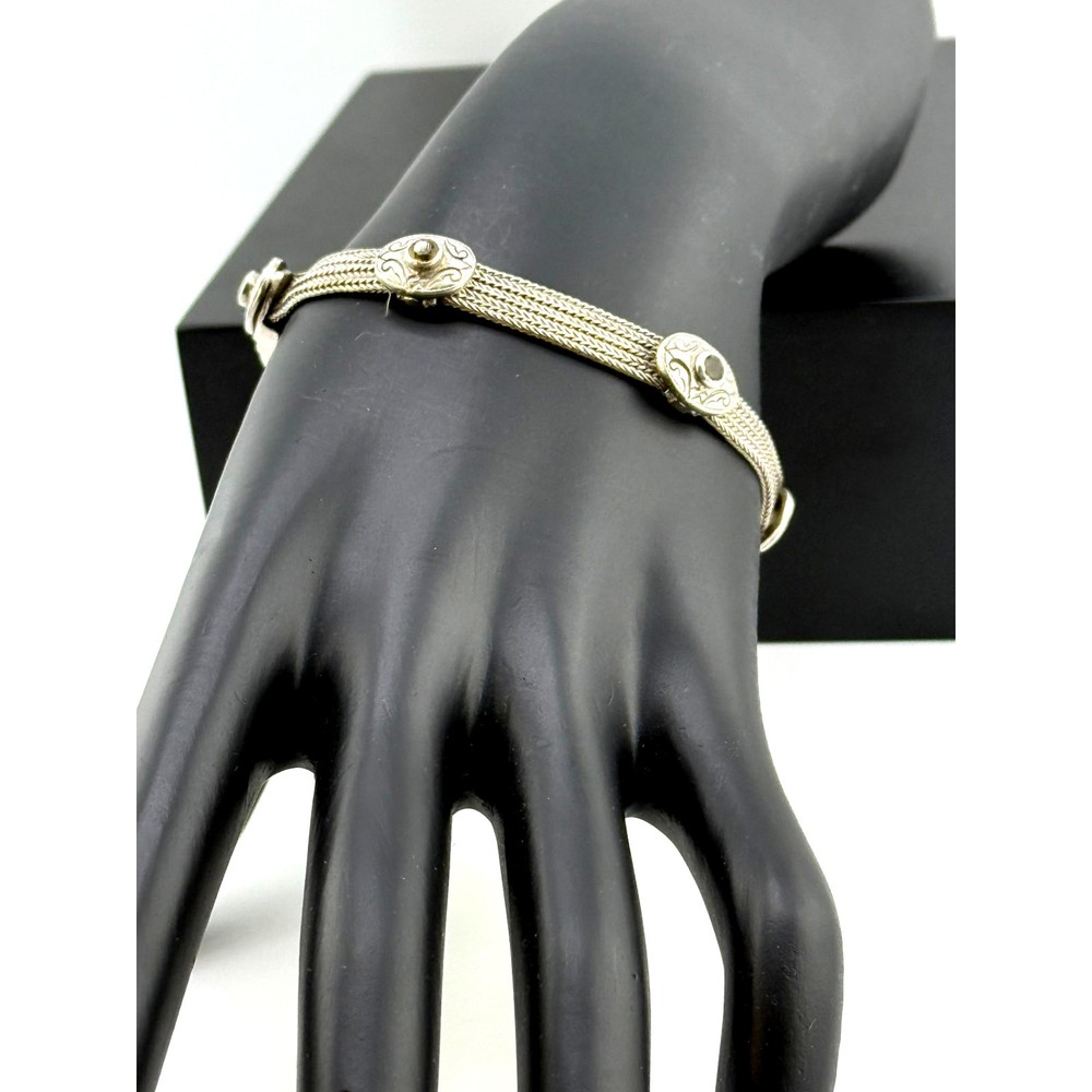 Vintage Anatoli Sterling Silver Citrine Multistrand Bracelet Signed