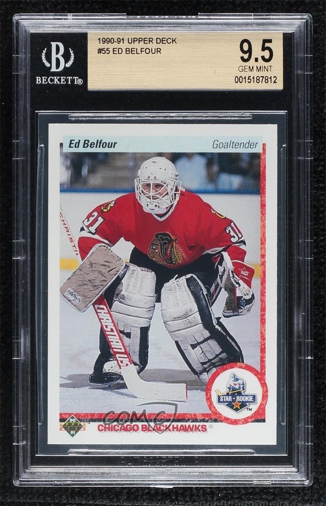 1990-91 Upper Deck Star Rookie Ed Belfour #55 BGS 9.5 GEM MINT Rookie RC HOF