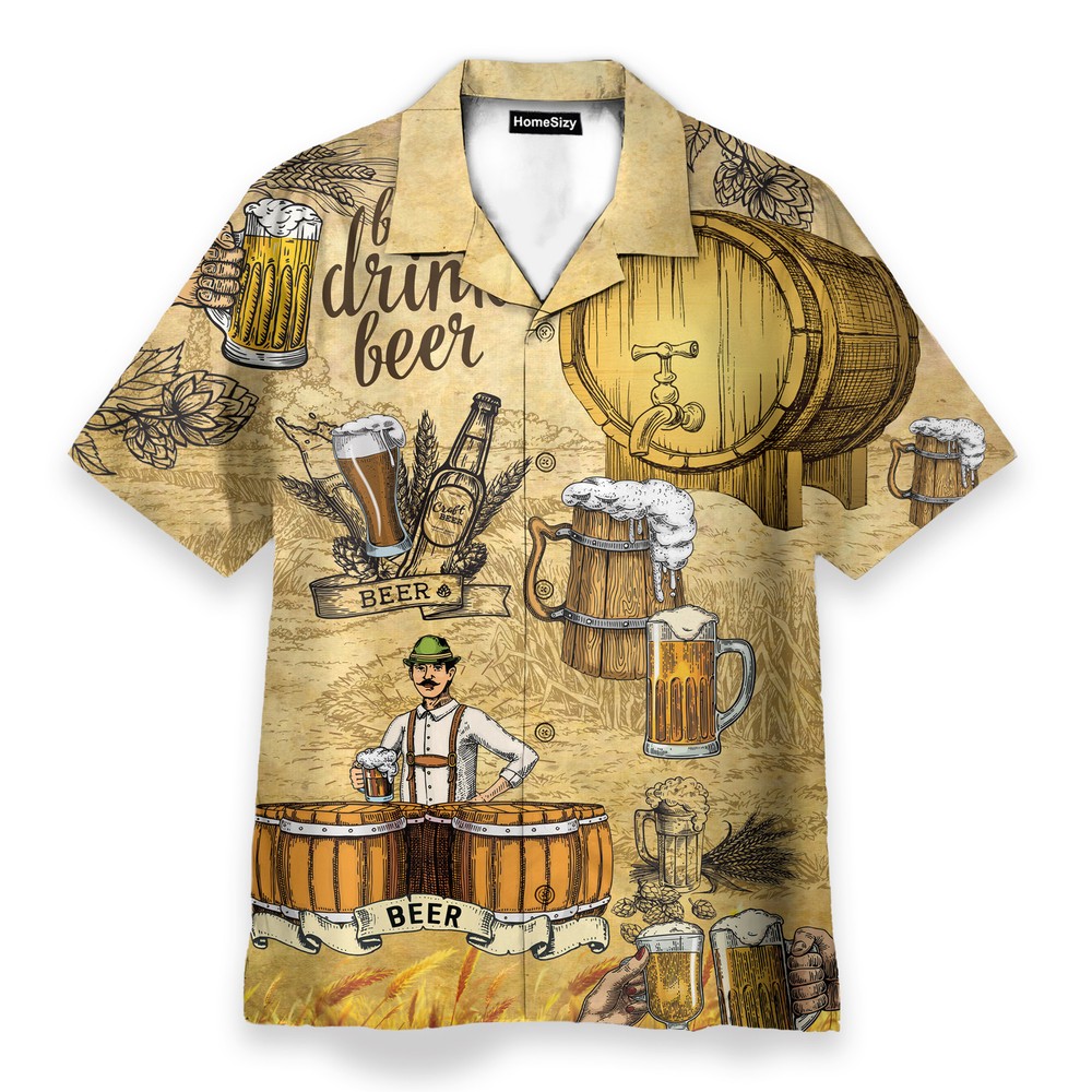 Drink Beer Mens Buttons Up Shirts   Hawaiian Shirt