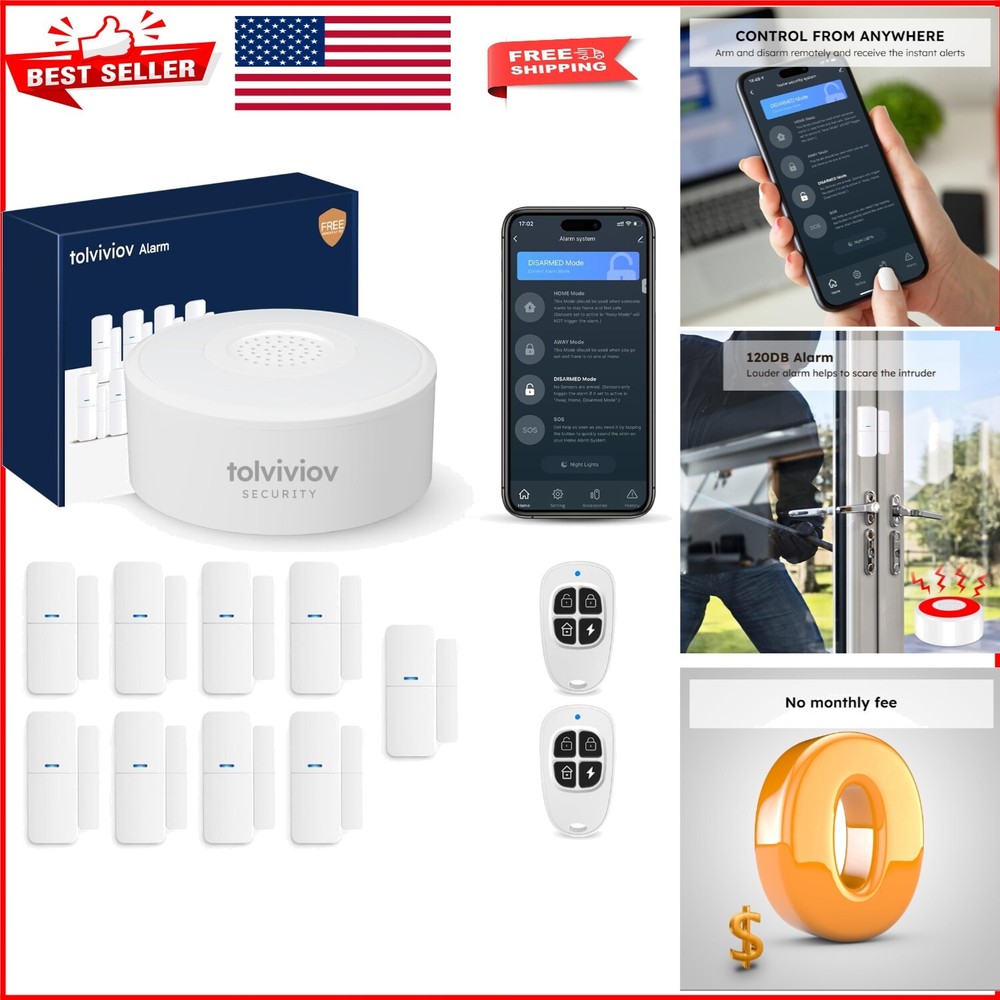 Voice-Activated Smart Alarm System 12-Piece Kit for Home and Office Security