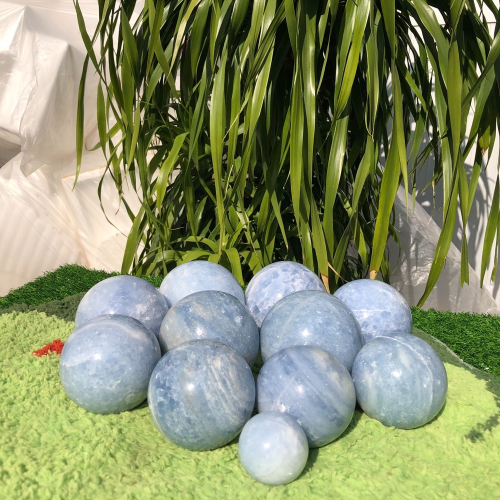 13LB Natural blue calcite Quartz sphere Crystal ball Mineral specimen Healing