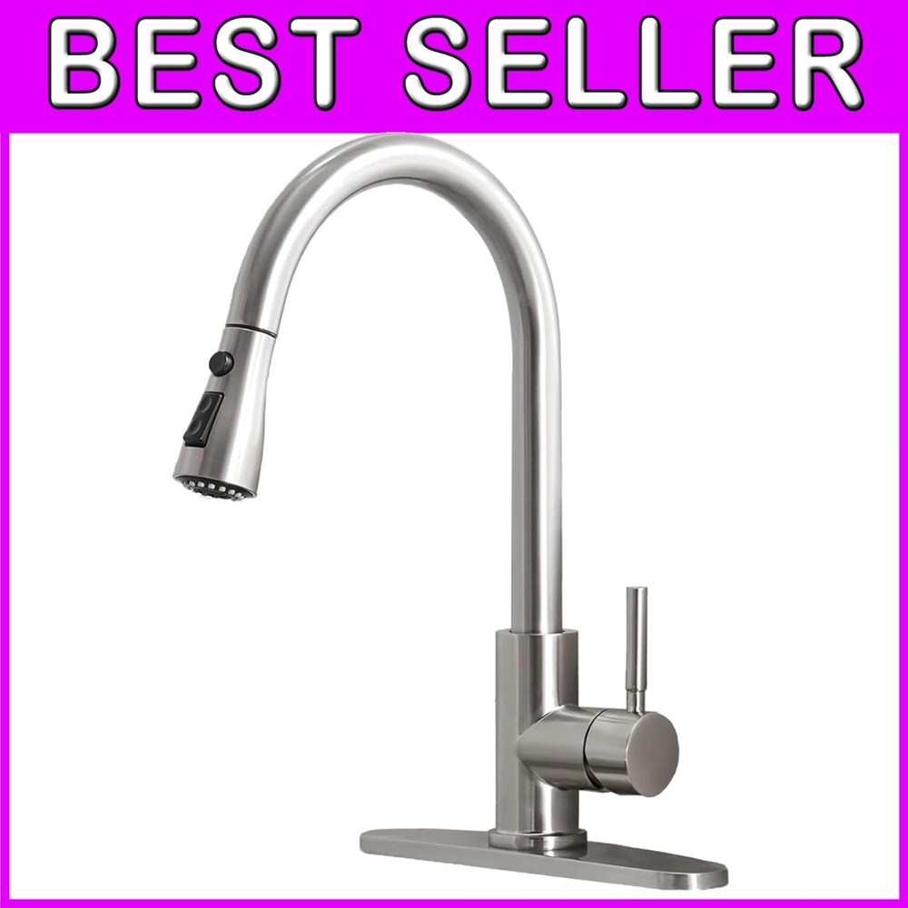Brushed Nickel Pull Down Kitchen Faucet with 3 Function Sprayer for Versatile Use