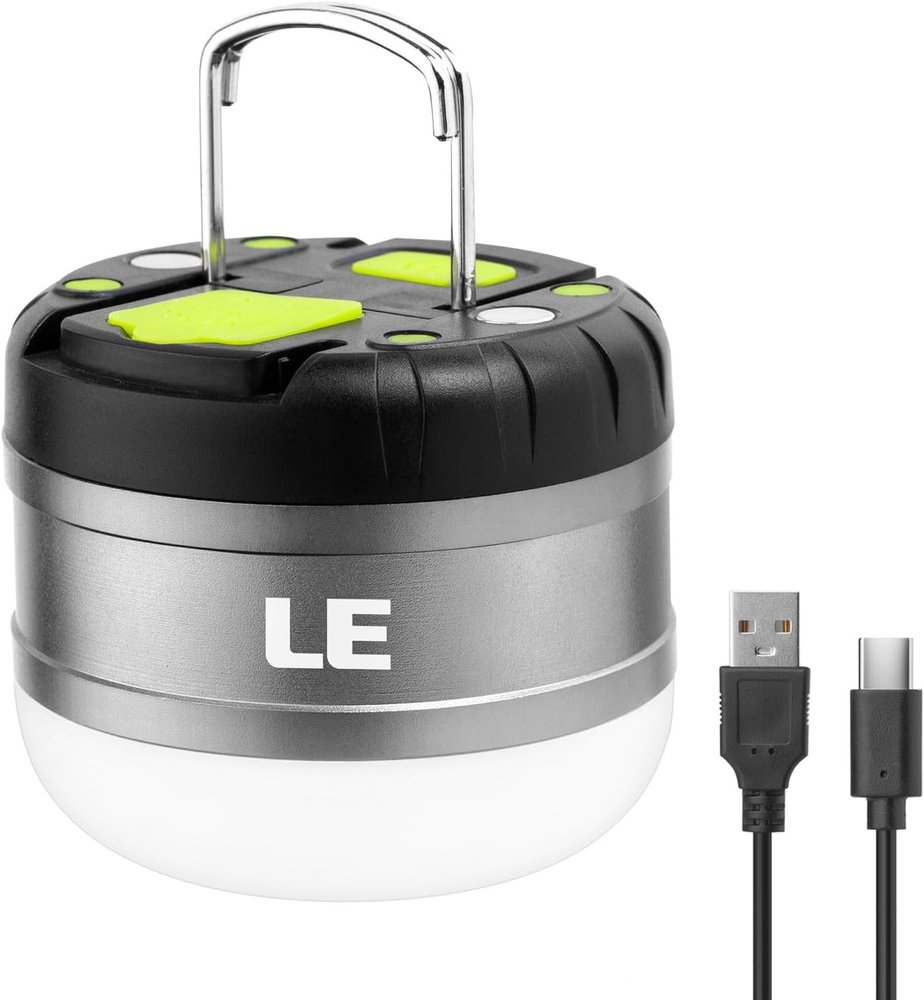 LE LED Camping Lantern Rechargeable, 310LM, 5 Light Modes, Power Bank, Waterproo