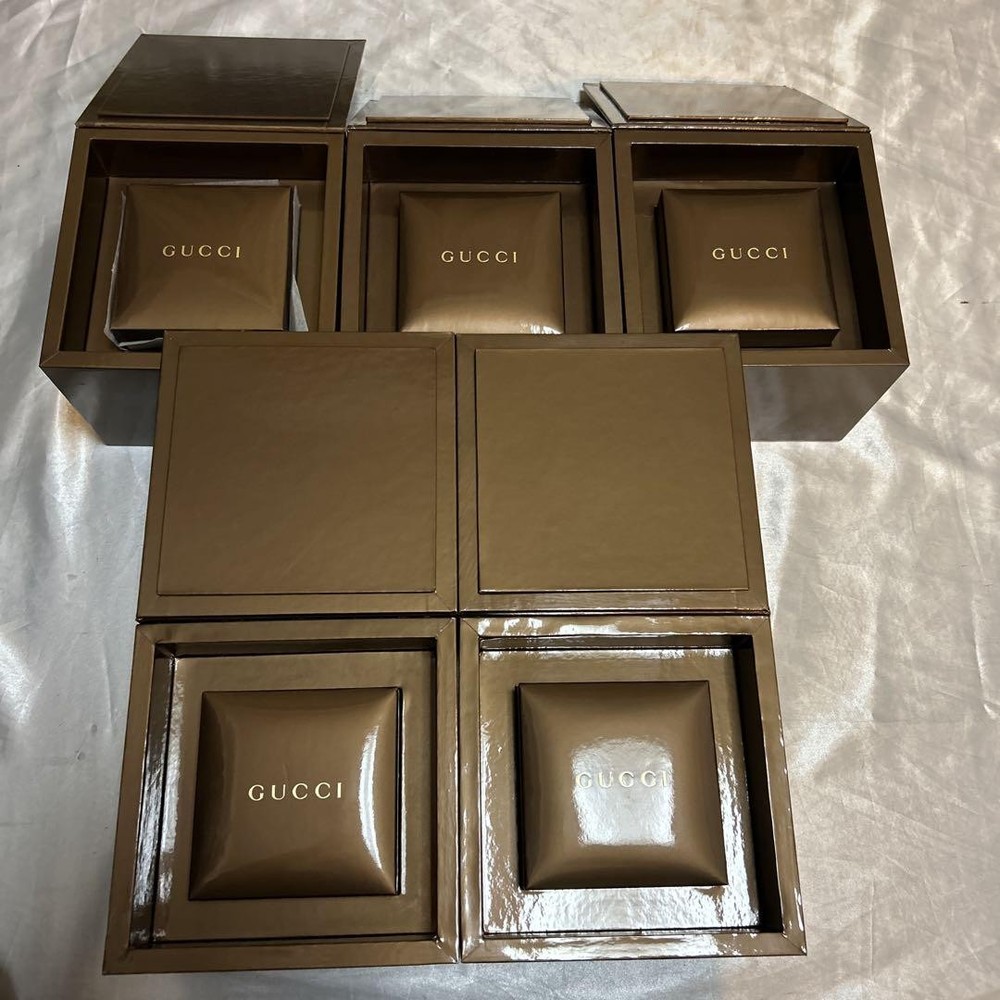 GUCCI Vintage Brown Watch Storage Box Case with 5 Cushions