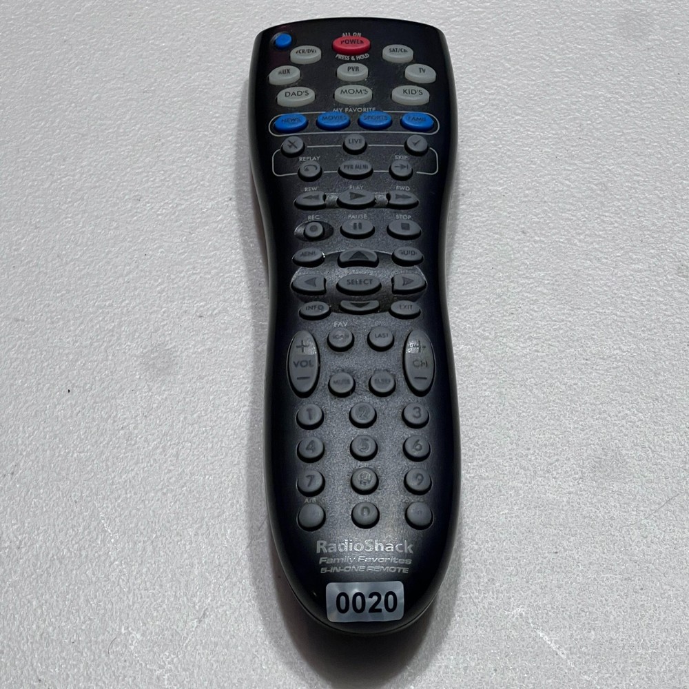 RadioShack 5-in-1 Black Universal Wireless Remote Control for Family Favorites