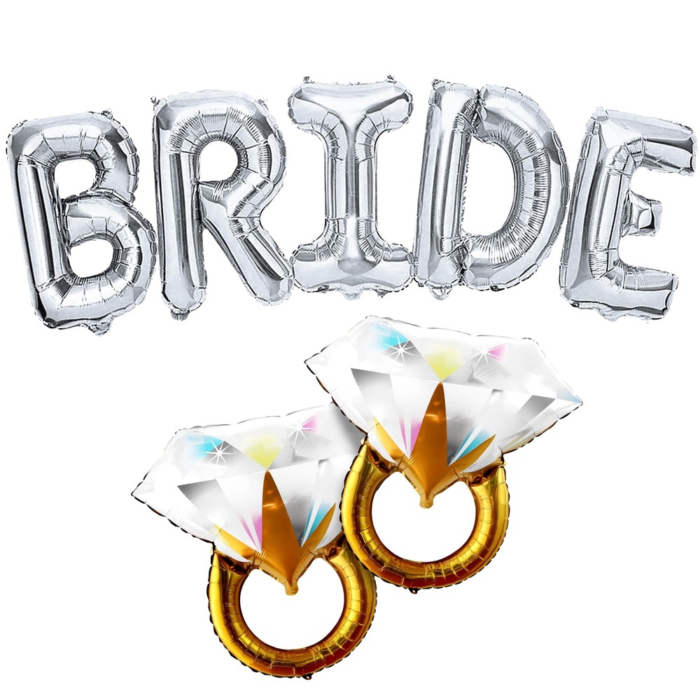 KatchOn Giant Silver Bride Balloons Bachelorette - 40 Inch | Bride Balloons S...