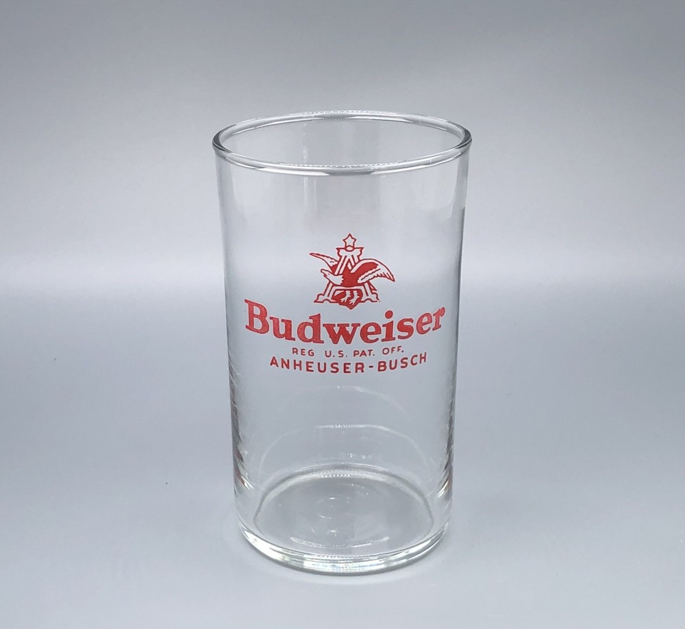 Budweiser Beer Shell Glass / Vtg Barware Advertising / Man Cave Home Bar Decor