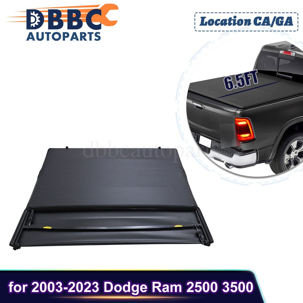 6.5Ft 6.4FtQuad Fold Tonneau Bed Cover For 2002-2024 Dodge Ram 1500 2500 3500