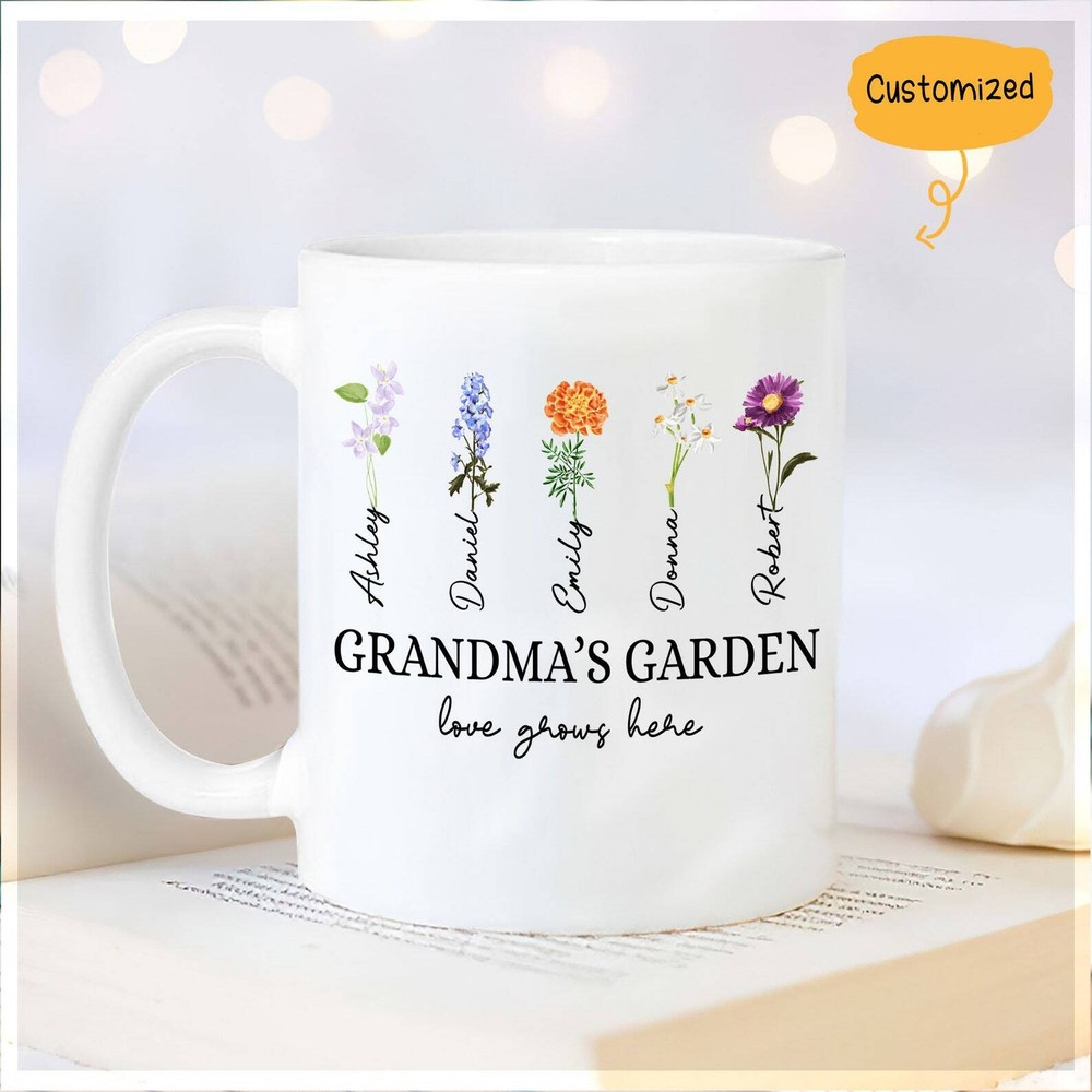Personalized Grandma Mug Grandmas Flower Garden Mug Grandma Gifts From