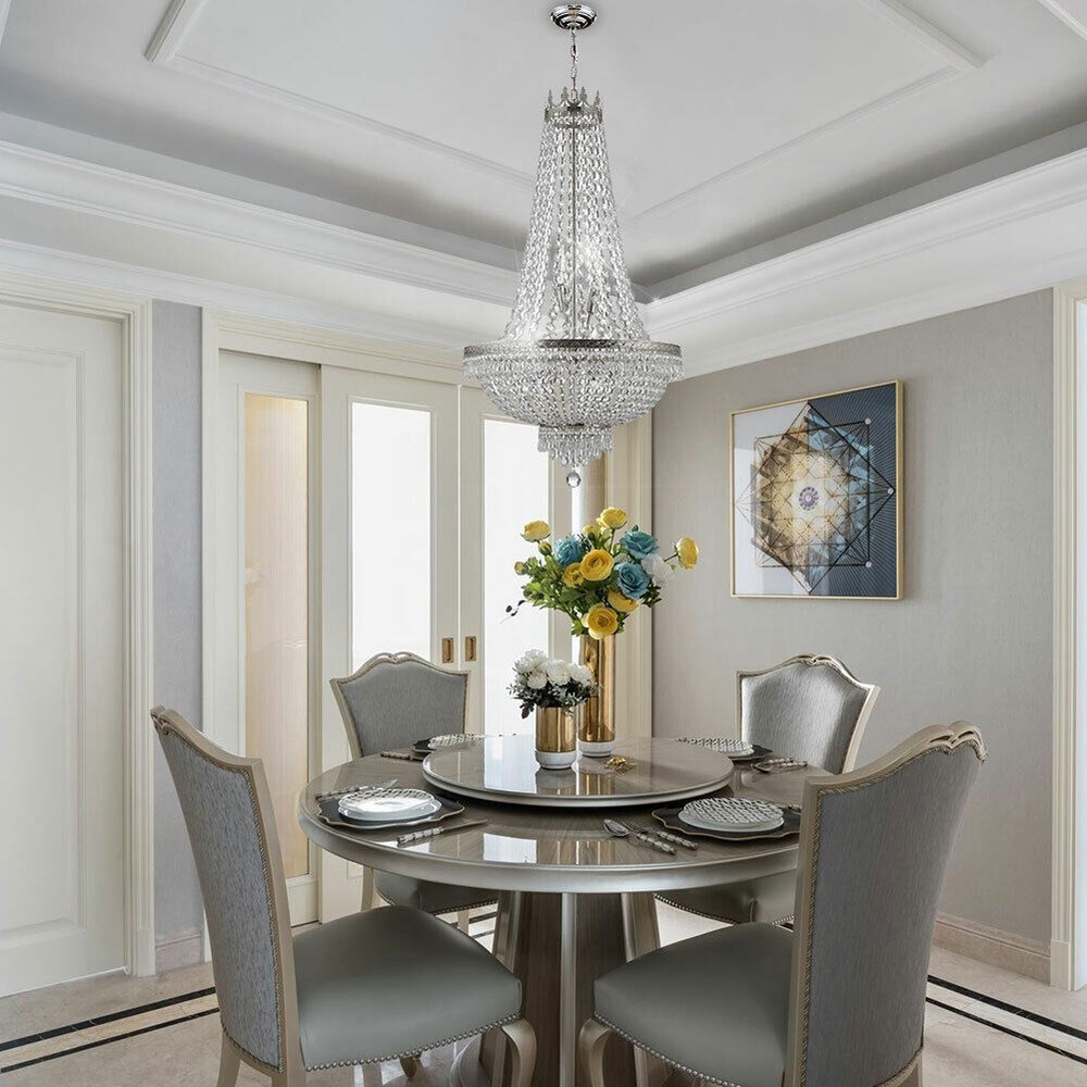 French Empire Crystal Chandelier Large Foyer Ceiling Lighting LED Lamp 9 Light