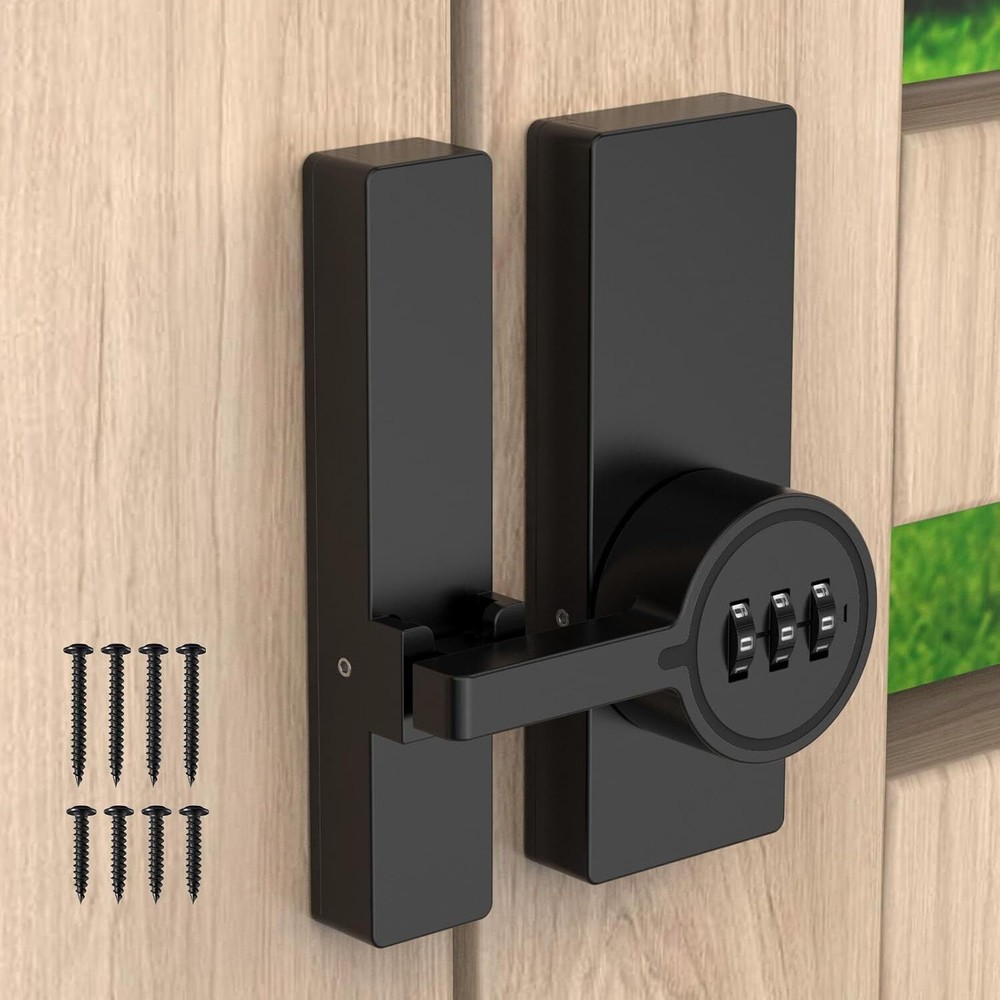180-Degree Keyless Adhesive Barn Door Latch for Sliding Doors-image