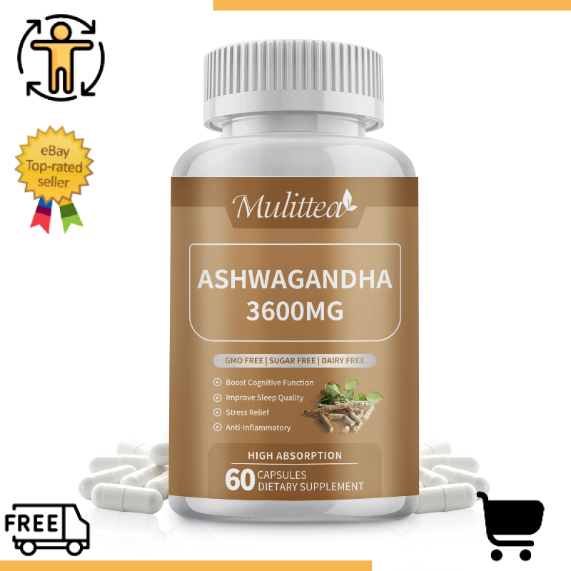 Ashwagandha Supplement 3600mg Capsules Improve Sleep Support Mood, Stress Relif