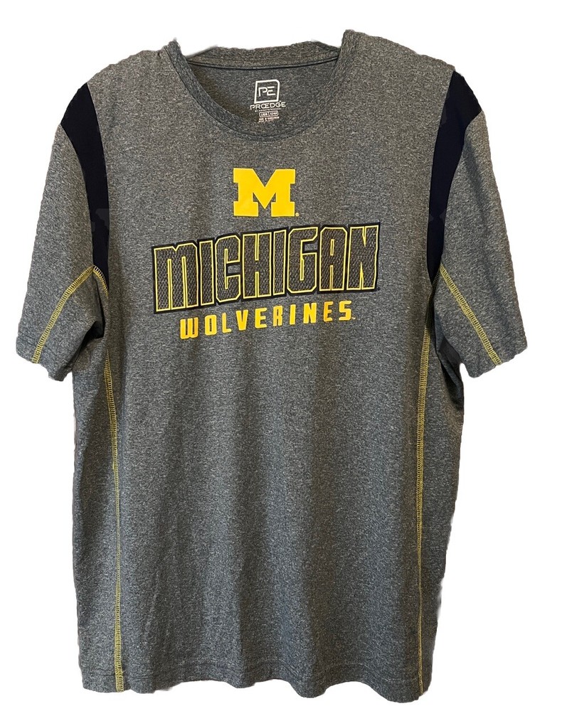 Pro Edge University Of Michigan Wolverines T Shirt Men L Heather Gray