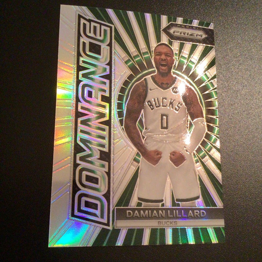 2023-24 Panini Prizm -   Damian Lillard Dominance Insert Bucks SILVER  #4