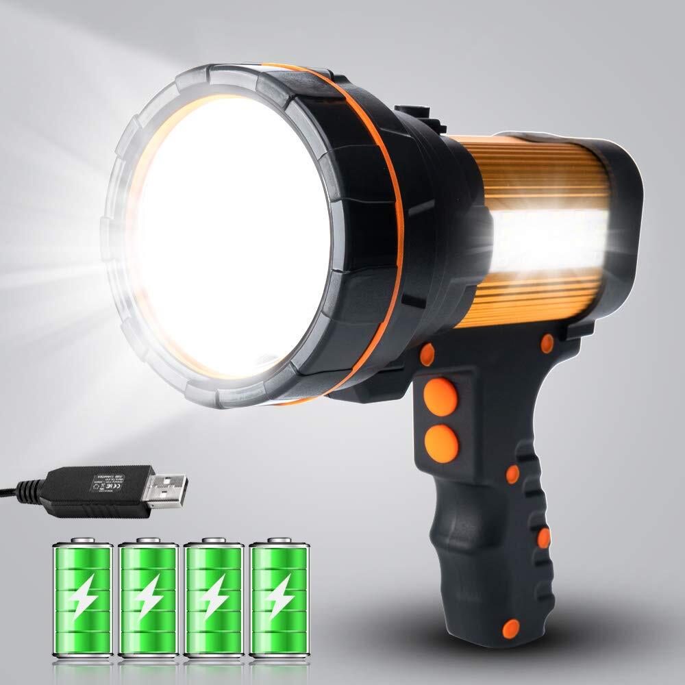 Super Bright Most Powerful Cordless Handheld Spotlight High 6000 Lumens Recha...