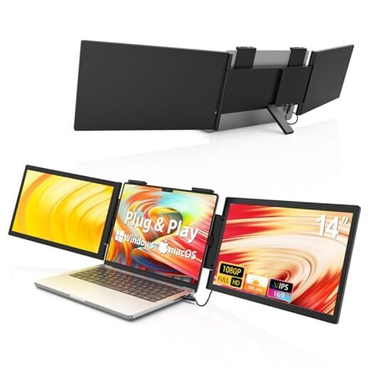 Triple Laptop Screen Extender, 14'' Dual Portable Extended Monitor Dual 14''