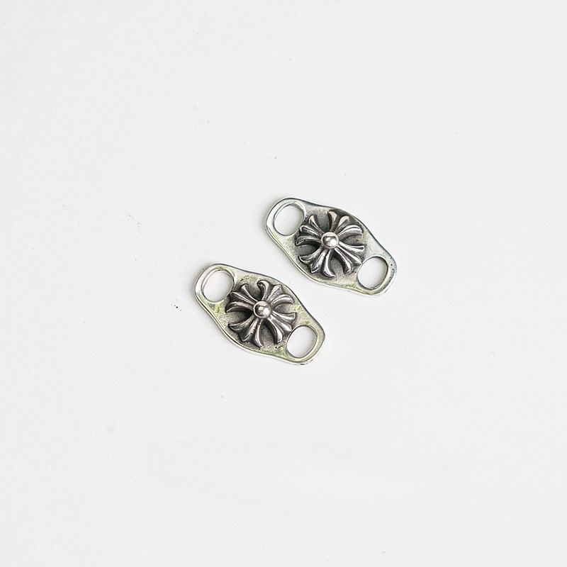 Chrome hearts sterling silver cross shoelace detail charm lock