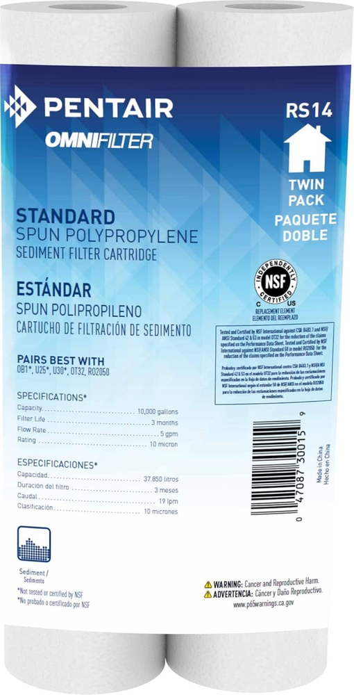 Pentair  RS14 Sediment Water Filter, 10-Inch, Standard Whole House Polypropylene