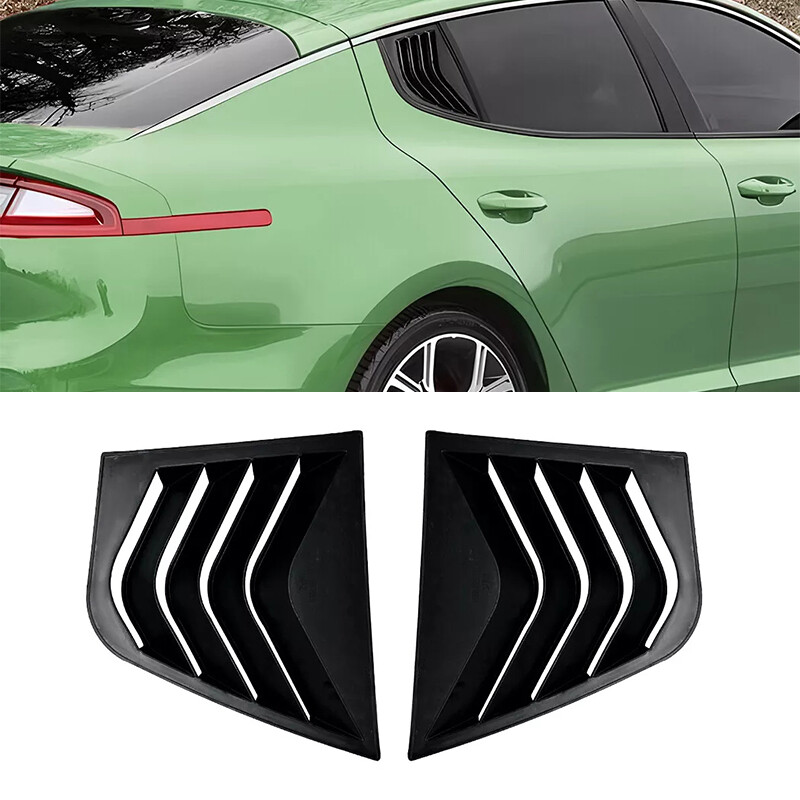 For 2017-2023 Kia Stinger Gloss Black Side Window Louvers Scoop Cover Vent 2PCS