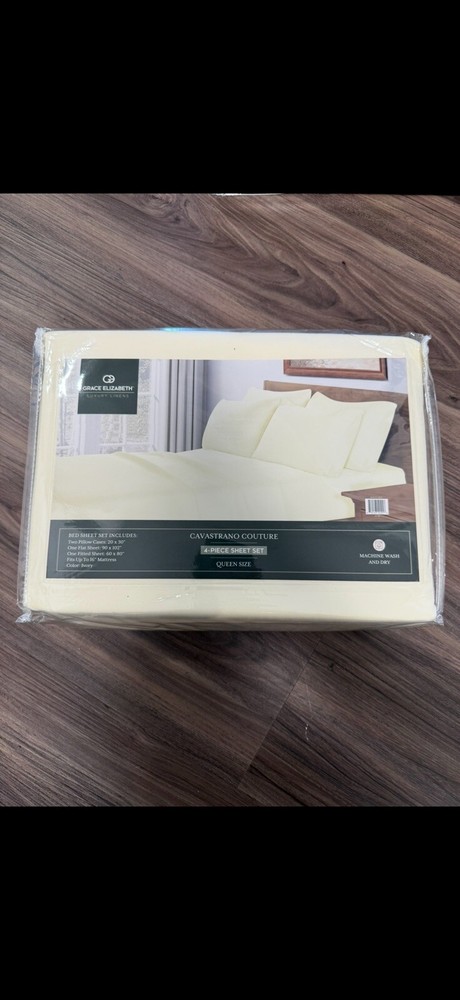 Grace Elizabeth Luxury Linens 4-Piece Queen Sheet Set, fits 16