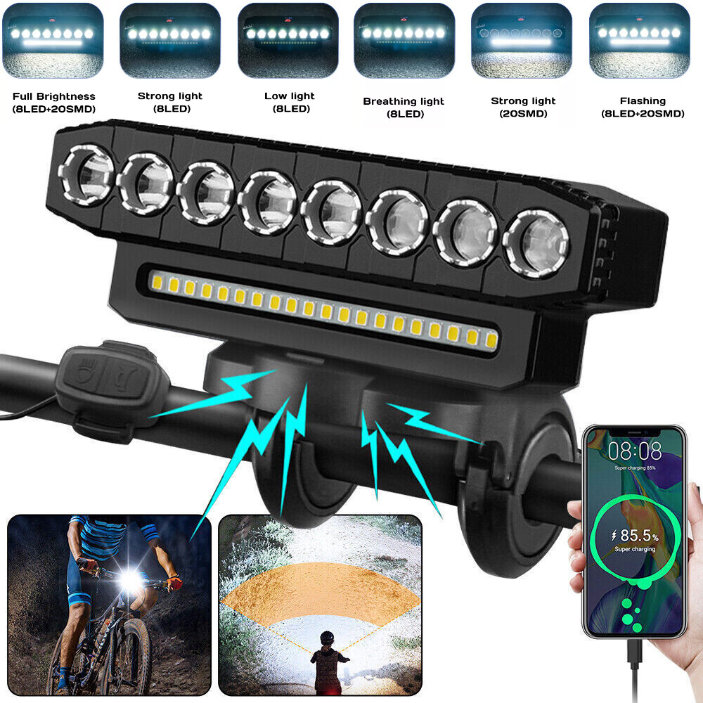 Super Bright USB Rechargeable LED Bike Headlight Waterproof Cycling Light  
