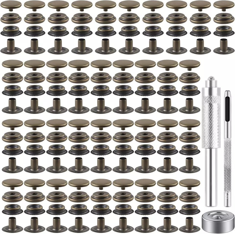 72 Pieces 15MM Snap Fastener Kit Tool Snap Button Kit Snaps for Leather Snaps..