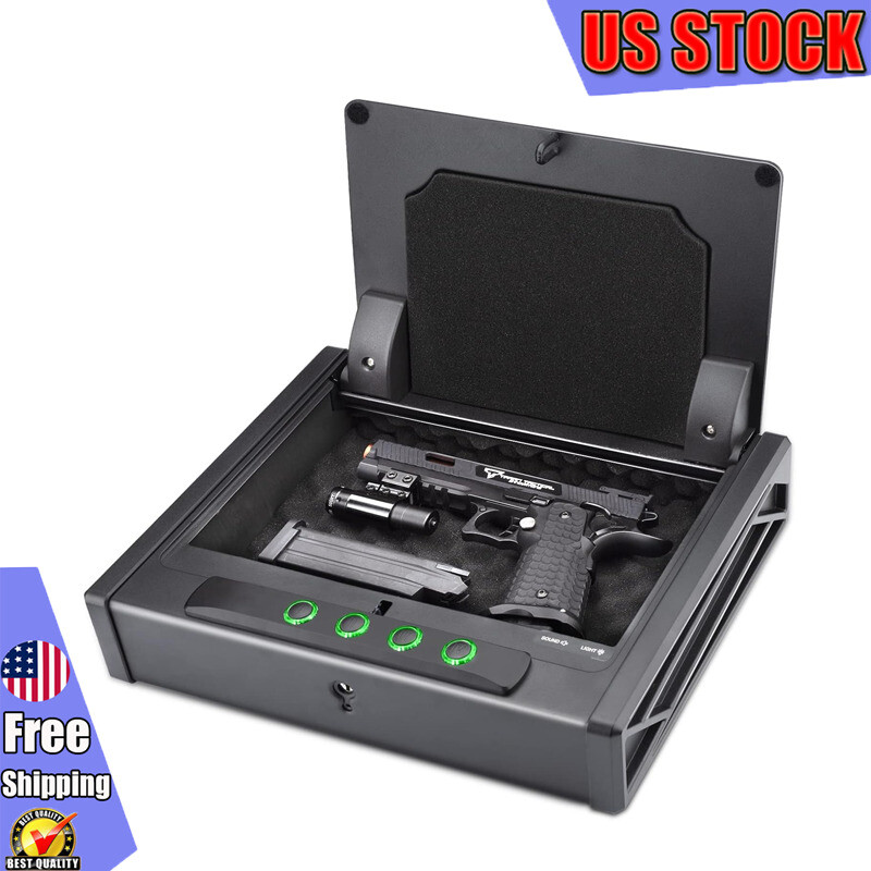 Biometric Digital Gun Safe Pistol Storage Cabinet Anti-Pry W/ Keypad Bedside US-image