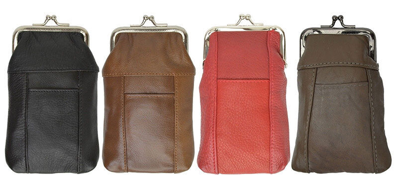 Genuine Leather Holder Lighter Pocket Clasp Open Soft Cigarette Case