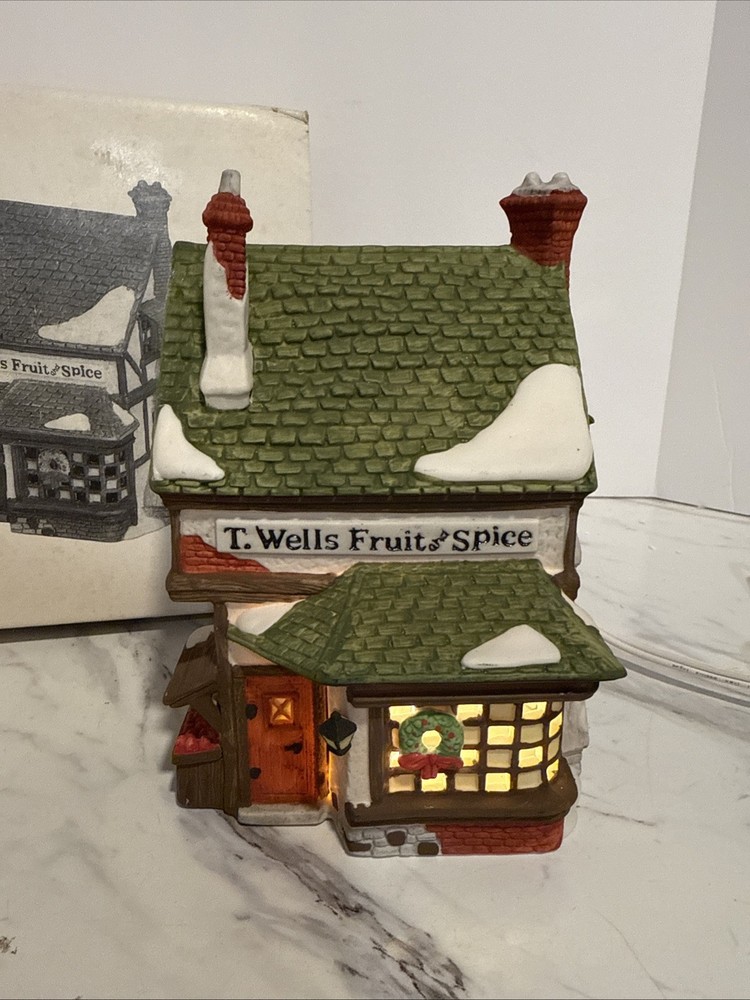 Dept 56 Dickens Village - T. Wells Fruit Spice Shop - Vintage 1988 5924-2 READ