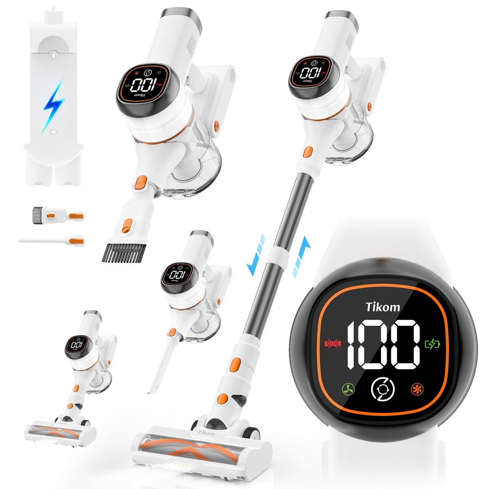 Cordless Vacuum Cleaner for Home, 40000Pa/450W Stick Vacuum with LED Touch Sc...