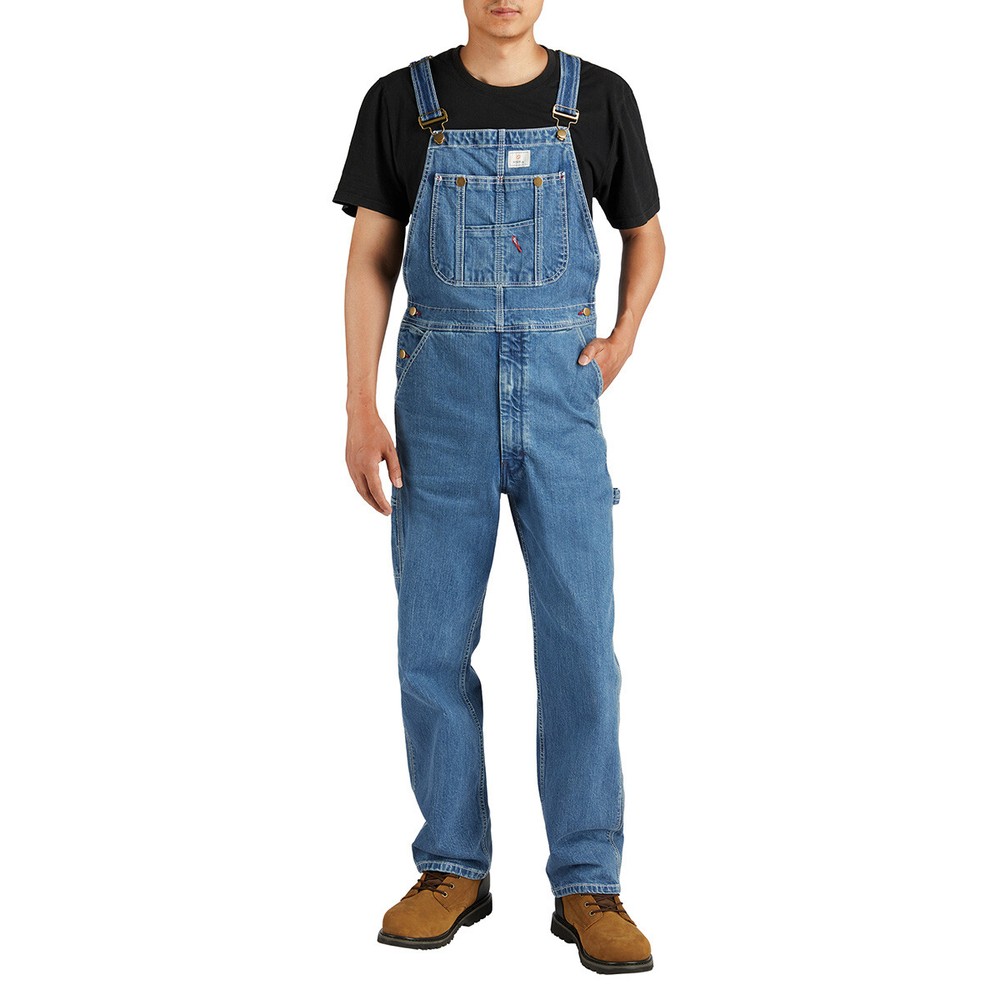HISEA Men Denim Dungarees Bib Overall Workwear Pants Jumpsuit Coveralls Trousers
