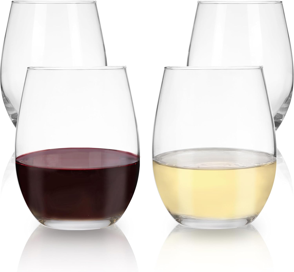 Stemless Wine Glasses Set of 4, 20Oz Crystal Glassware for White Wine