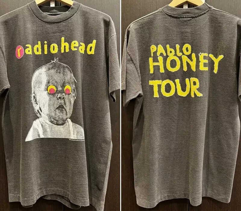 Radiohead rock band Pablo Honey charcoal T-shirt 2 side AN38528