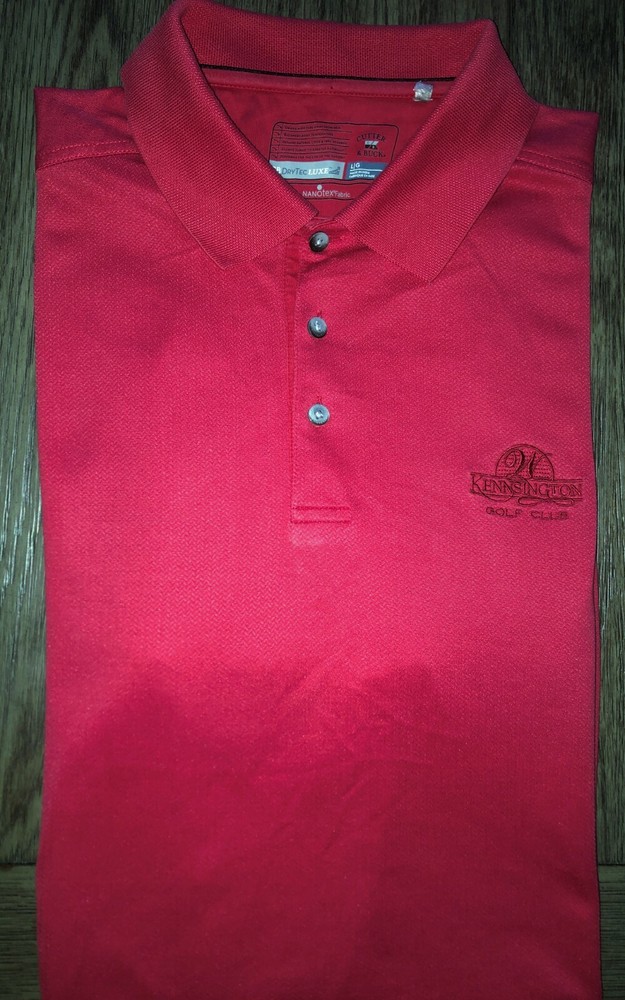 Mens Cutter & Buck DryTec Luxe Short Sleeve Red Golf Polo Shirt Size Large LG L