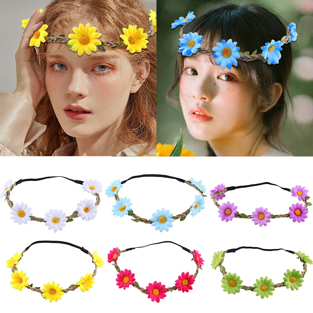 Floral Garland Elastic Hair Band for Weddings Beach Events and Festive Headwear