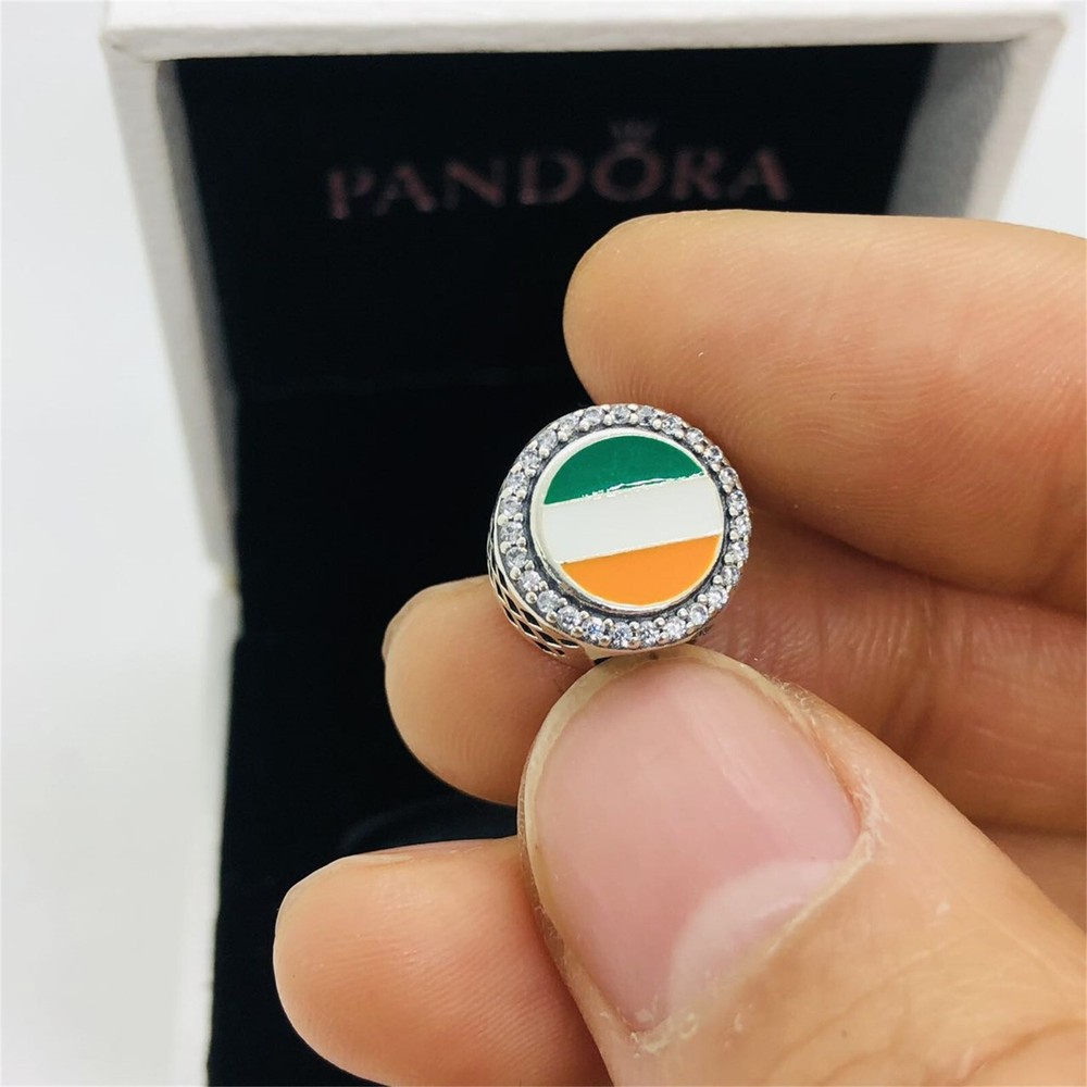 Pandora S925 Silver Ireland Flag Charm Bead for Bracelet