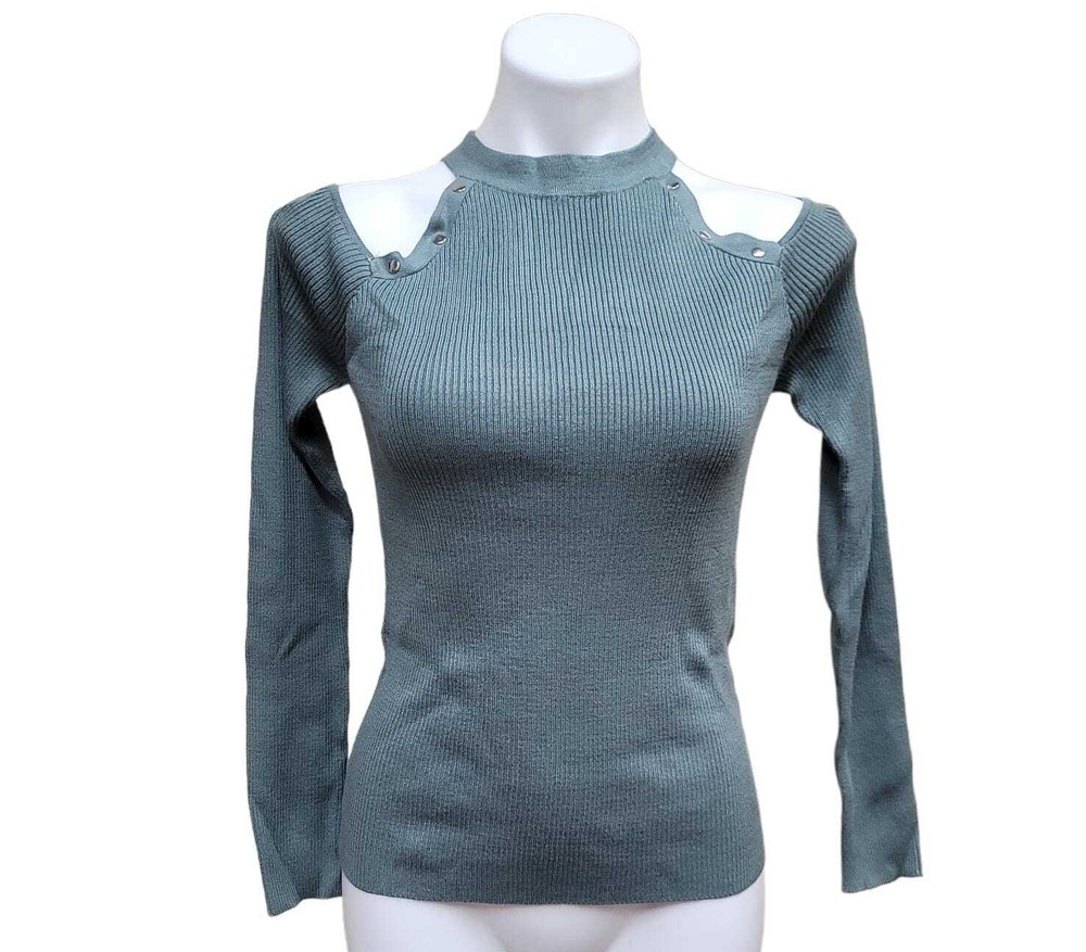Iot HUNTER GREEN Women's Stud-Embellished Sweater US Large-image