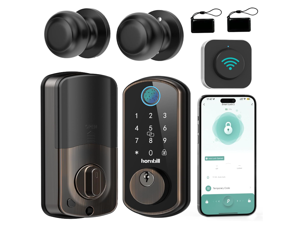 WiFi Smart Keyless Entry Deadbolt Lock with Handle – Hornbill Secure Door Lock  