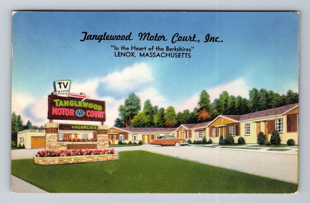 Lenox MA-Massachusetts, Tanglewood Motor Court Inc. Berkshires Vintage Postcard
